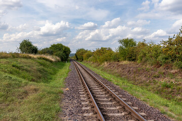 Fototapeta premium Gleisbett Eisenbahnschinen