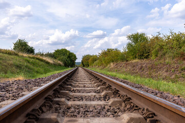 Fototapeta premium Gleisbett Eisenbahnschinen