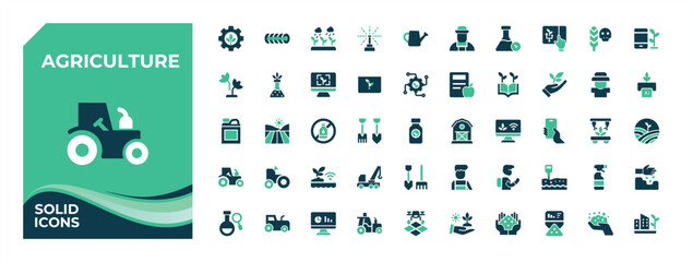 Set of Agriculture colorful solid icon. Contains such symbols as farm, garden, plant, gardening, harvest, agro. Flat web icons. Farm icon collection. Pixel perfect. © Hashi