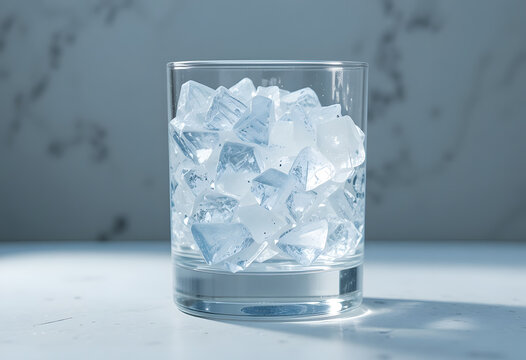 Glass Filled with Ice Cubes