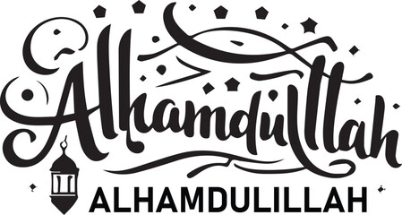 Fototapeta premium Alhamdulillah Islamic Calligraphy Typography Vector DesignAlhamdulillah Islamic Calligraphy Typography Vector Design