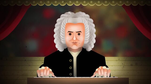 baroque pianist playing clavichord on stage