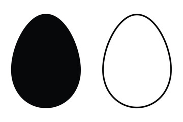 Two egg shapes one black one white outline 2
