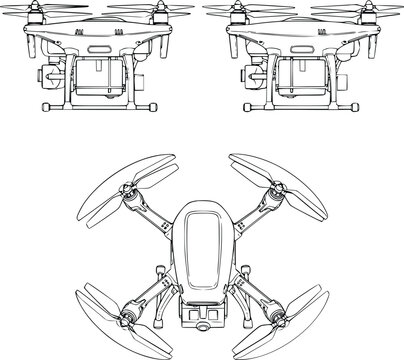 Drone multiple views vector illustration, flat design scalable graphic