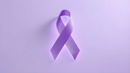 Purple awareness ribbon on soft violet background for health and social causes, 2
