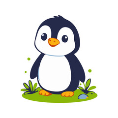 Obraz premium Adorable baby penguin standing cartoon character.