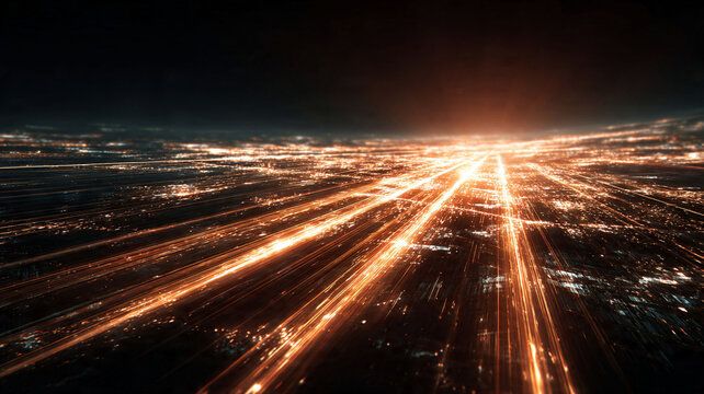 Futuristic Cityscape with Light Trails