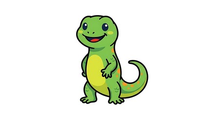 Fototapeta premium Happy Cartoon Green Lizard Character Illustration.