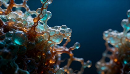 Microscopic cellular structure growing in bio research background