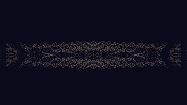 Abstract symmetrical pattern of sound waves and digital data flow, representing connection and information transfer