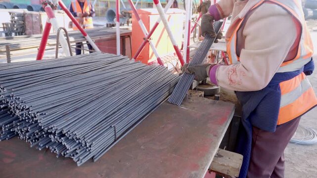 Steel Rebar Storage at Construction Site