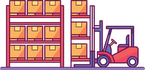 Fototapeta premium Industrial Warehouse Storage Building Concept. Logistics Warehouse With Cargo Boxes. Large Storage Warehouse Distribution Center. Modern Warehouse Loading Dock Scene. Warehouse Inventory Storage