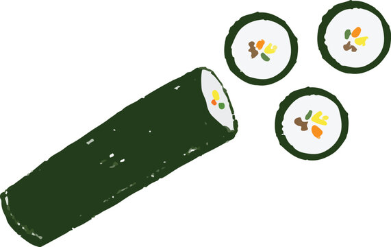 korean rolled kimbabs digital illustration icon