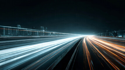 Obraz premium City highway light trails at night