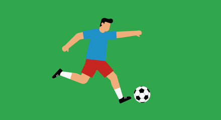 Obraz premium Soccer Player Kicking Ball on Green Field.