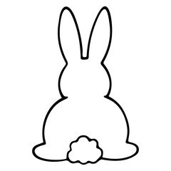 Fototapeta premium Minimal Easter bunny back view outline simple line art