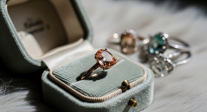 Elegant rose gold ring with morganite gemstone in luxurious jewelry box