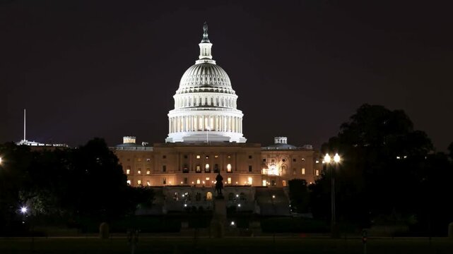 stunning shot of the United States of America (US) at night, National Capitol Building in the Nation's capital, Washington, District of Columbia (DC.) 
