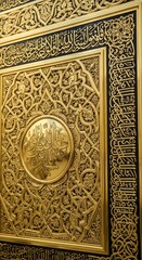 Intricate Golden Doorway with Arabic Calligraphy.