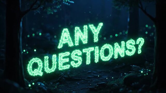 Magical Firefly Questions Video with Glowing Insect Particles in Night Forest