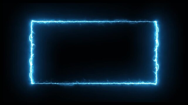 Blue fire effect frame animation isolated on black background