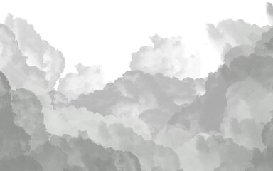 Obraz premium Gray clouds on white background vector illustration, flat design