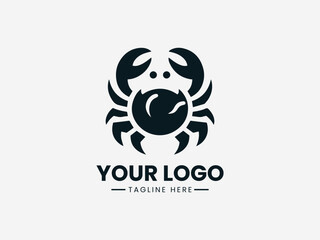 Obraz premium Crab Croissant black vector logo illustration on white background