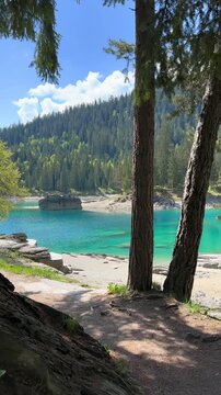 Lake Cauma Caumasee stunning Alpine lake in the Canton of Graub&uuml;nden near Flims, Switzerland