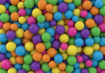 Obraz premium Numerous brightly colored spheres densely fill the entire frame creating a textured background.