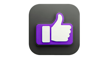 Obraz premium 3D Thumbs Up Icon with Purple and White Accents