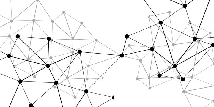 Vector intricate network of interconnected nodes and lines, complex connectivity, information flow, and the essence of digital age.