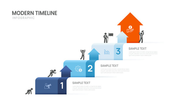 3 Step Business Infographic Template for Process Presentation and Strategy Planning Vector Illustration.