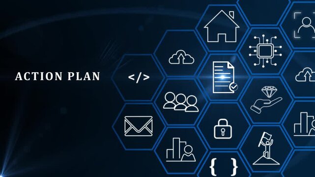 Business action plan concept. Business annual plan and development for achieving target. Business objectives, direction, strategy, plan, collaboration, timeline, budget management and implementation..