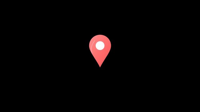 Location Pin Drop Animation with Ripple and Squash Effect - Alpha Channel 4K