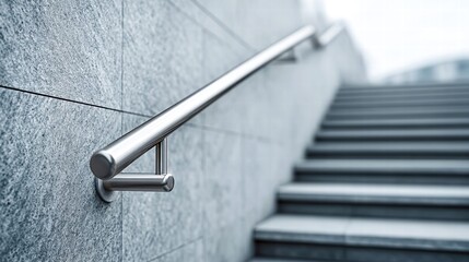 Modern staircase with a metallic handrail
