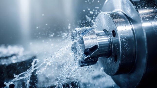 Precision metal machining with coolant spray on a rotating cutting tool