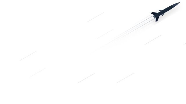 High-Speed Missile Silhouette Fly-By with Smoke Trail and Speed Lines