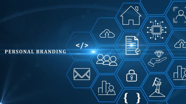 Personal branding concept. Creating and promoting a unique identity, image and reputation. Businessman building a strong personal brand for increasing opportunities, recognition and business success.