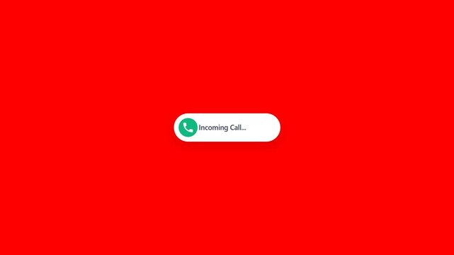 Minimal Animated Incoming Call Alert with Shaking Phone Icon - 4K Transparent