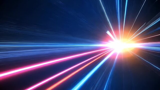 Abstract Light Trails and Bright Flare Creating Dynamic Motion and Energy Background