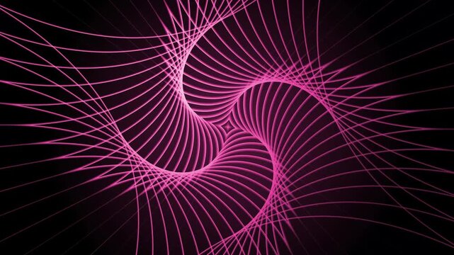 Abstract monochrome spiral of curved lines forming a symmetric background animation