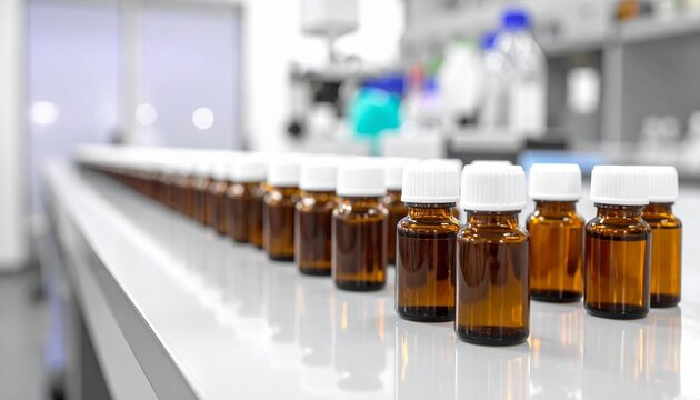 Amber vials laboratory row