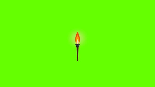 Dynamic Torch Flame Loop with Flickering Fire and Glowing Sparks - 4K Transparent Vector Animation