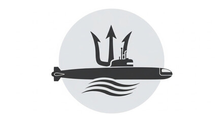 Black Submarine with Trident Icon.