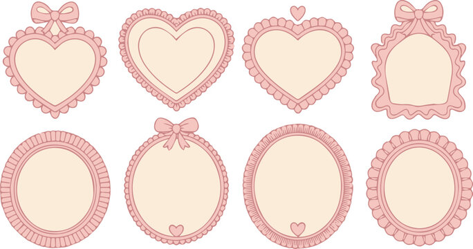 Valentine photo frames with heart ribbon accents