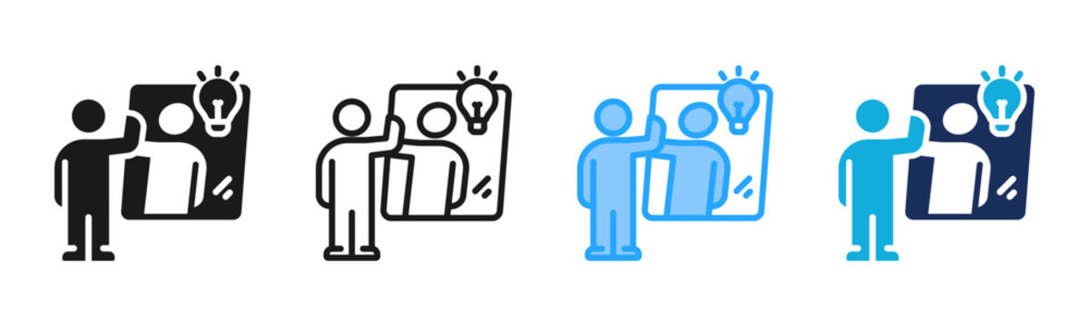 Self Reflection icon set multiple style collection