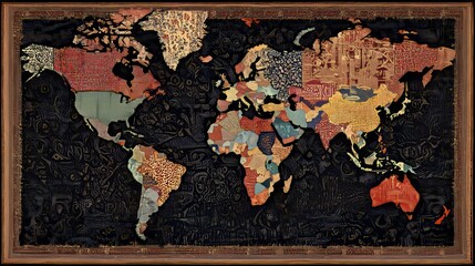 Naklejka premium World map in carpet style