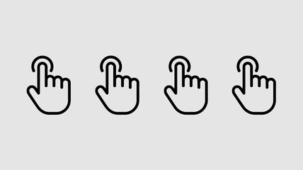 Obraz premium A series of four identical minimalist line drawings depict a pointing hand gesture repeated across a plain gray background high quality professional detailed modern elegant stylish