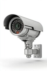 Modern surveillance camera with infrared LEDs for night vision, mounted on a bracket