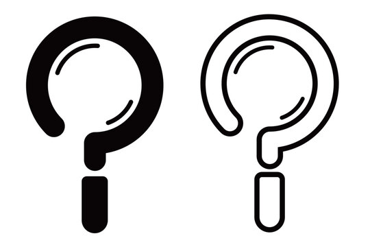 クエスチョンマークをモチーフにした虫眼鏡素材｜白と黒のバリエーションセット